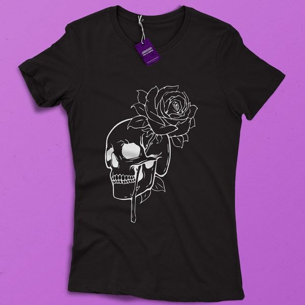 PLAYERA CALAVERA Y ROSA